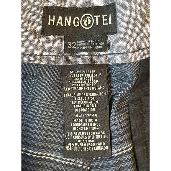 Hang Ten Mens Walk Shorts Plaid Flat Front Mid Rise A1038017PS Navy Blue Size 32 - Picture 8 of 9